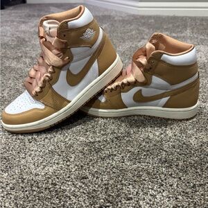 Women's Tan and White High-Top Sneakers